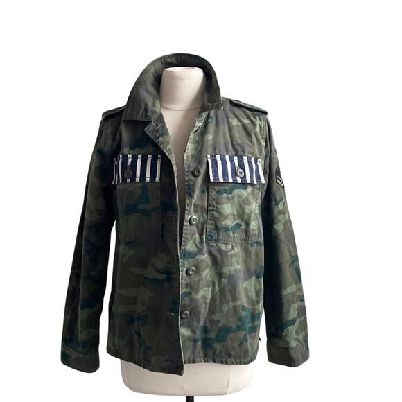 GAP Utility Jacket Womens Sz Small Green Camo Military Field Camouflage Stripes - Picture 1 of 9